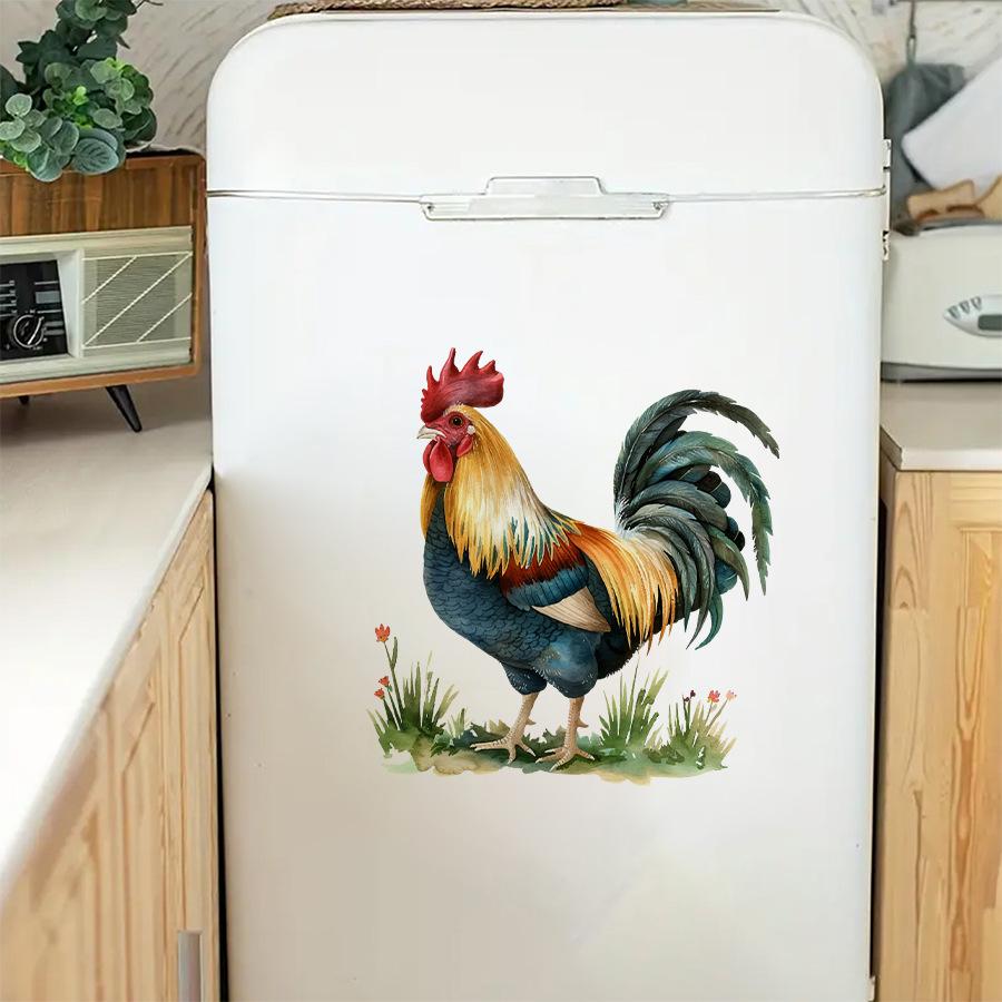 Cartoon Bauernhof Hahn Kühlschrankaufkleber, Selbstklebende Wanddekoration für Küchen-Restaurant-Hintergrundwanddekoration