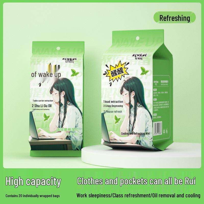 Mint Cooling Cleansing Wipes - Portable Individually Wrapped Refreshing Wet Wipes