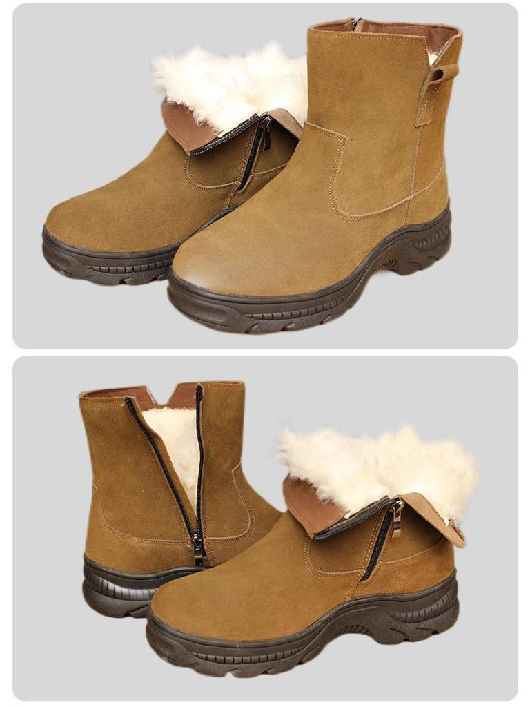 Men's Winter High-Top Outdoor Boots with Thick Fur Lining