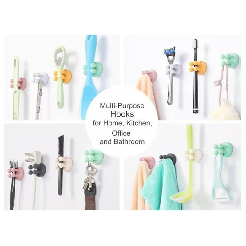 Silicone Toothbrush Holders Hook Waterproof Self Adhesive Wall Mounted Single Hook for Hanging Key Utility Plug Holder
