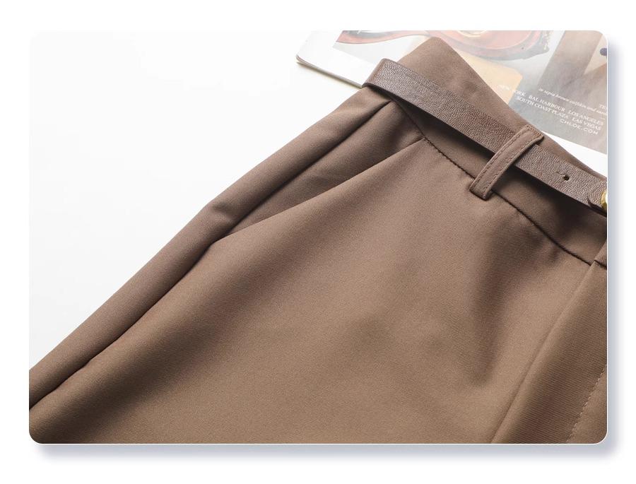 Dámské khaki šortky s vysokým pasem a širokými nohavicemi - Zeštíhlující střih do A, Perfektní na jaro a podzim 2024