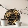 Aluminum Golden Christmas Wreath Wall Art Decor UV Scratch Resistant Durable Easy Hang