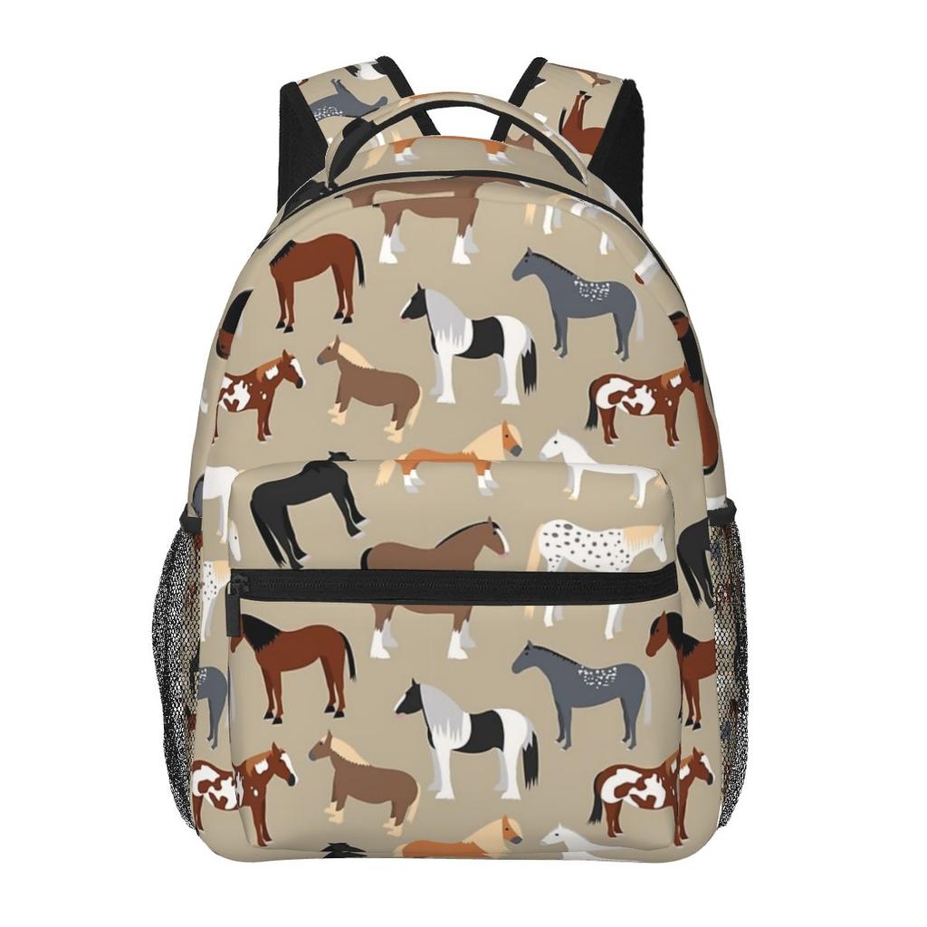 Horse Breeds Pattern Backpack Hot Sale Daypack Large Capacity Kids BookBag School Bag Shoulder Bags for Men Women