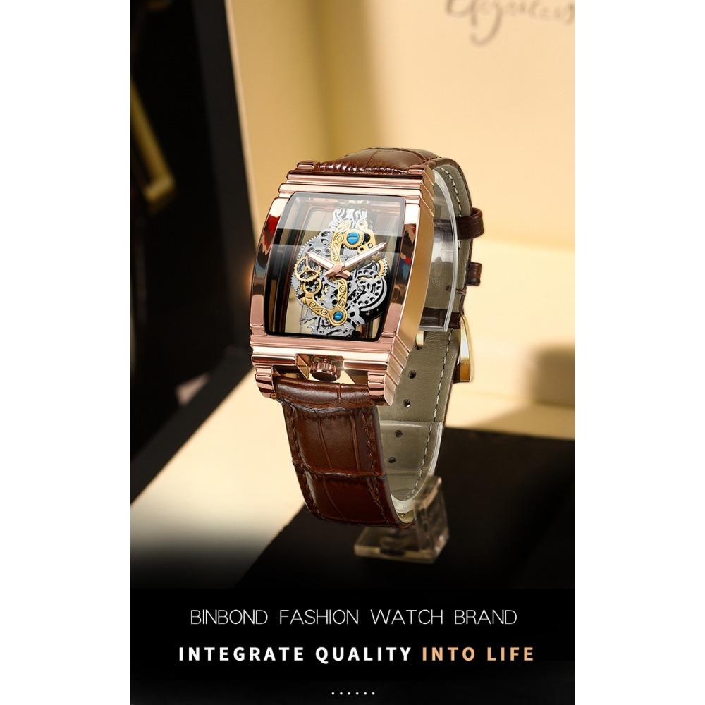 BINBOND Luxury Quartz Wristwatches For Men Luminous Waterproof Hollow-Out Men's Watch Business Sport Fashion Casual Reloj