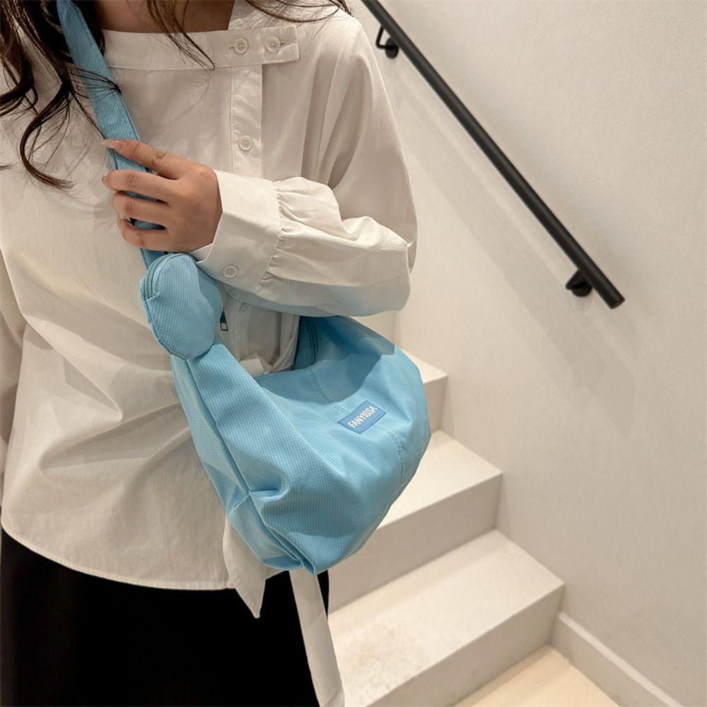 Cream Color Canvas Bag with Coin Purse Korean Style Simple Dumpling Bag  Women
