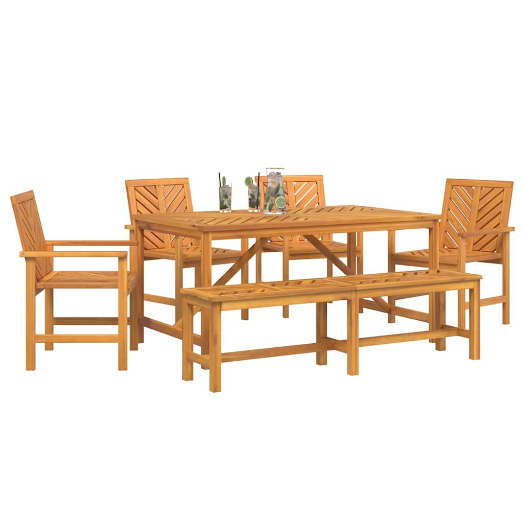 Garden Dining Set 6 pcs Brown Solid Acacia Wood
