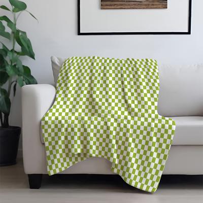 130x150cm Flannel Blanket Queen Size for Couch Sofa BedBuffalo Plaid Decor Green and White Checkered Blanket Soft Lightweight