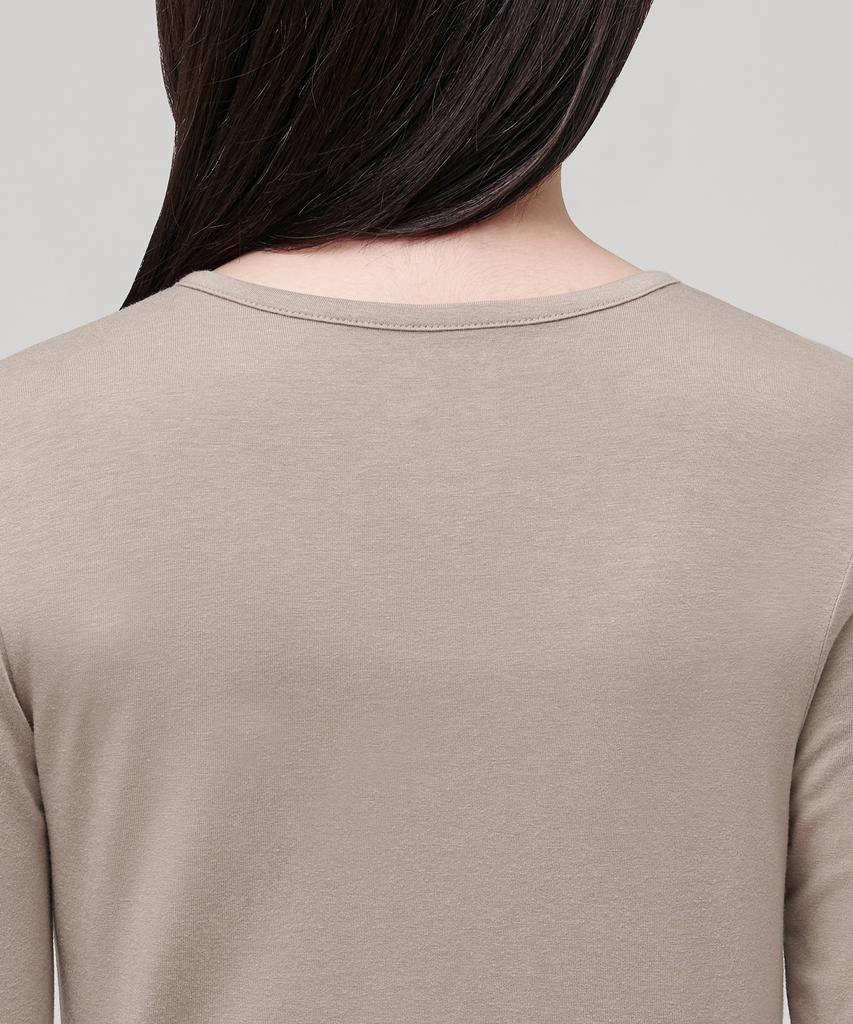 MUSINSA STANDARD WOMAN Women'S Tencel Y-Neck Long Sleeve T-Shirt [Dusty Beige]