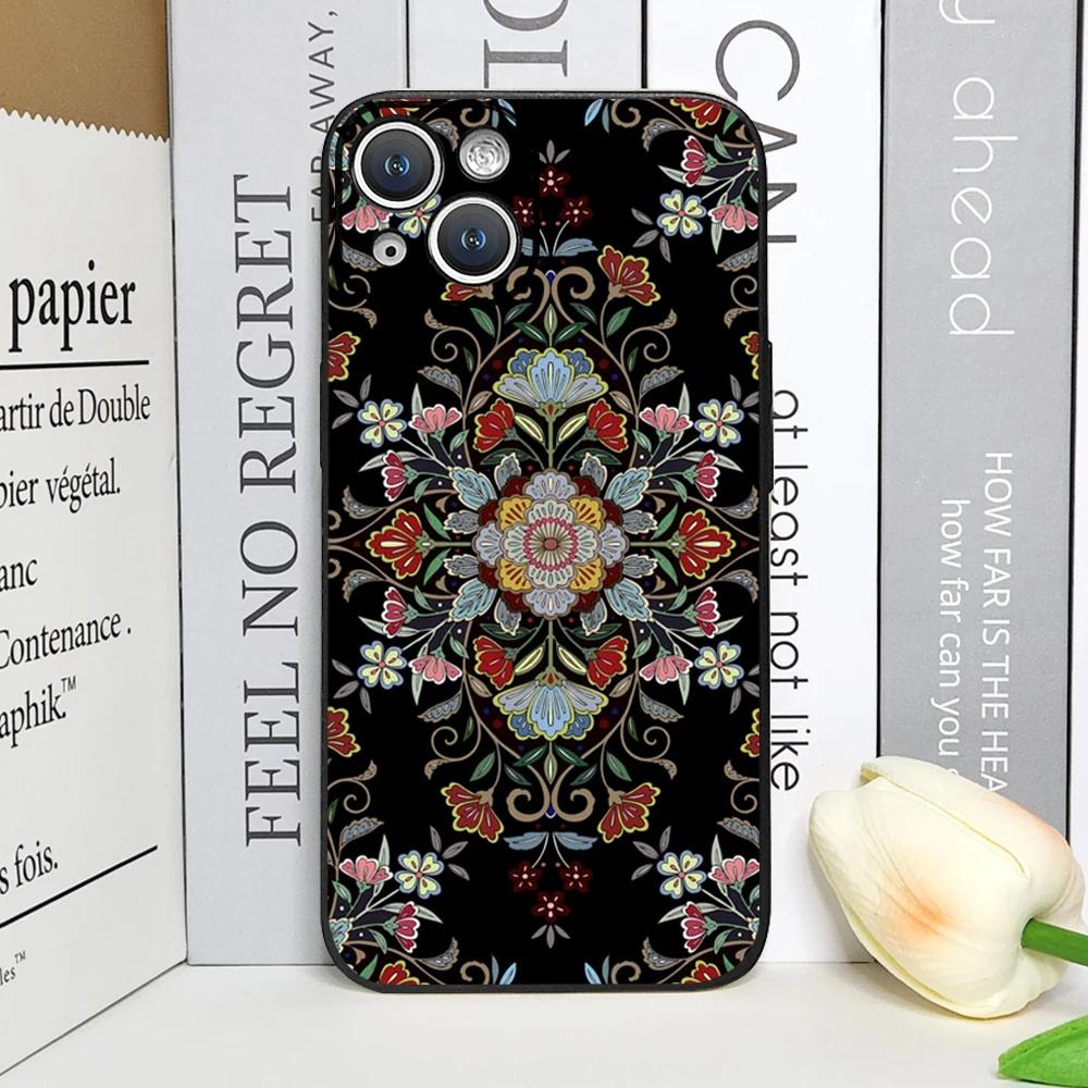 

Persian Carpet Floral Pattern Phone Case for IPhone 16 15 14 13 12 11 Pro Max Mini X XR 7 8 Plus SE2 Retro Abstract Flower Cover For iPhone XR