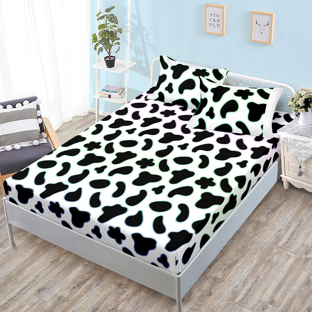 Animal Fur Texture Bed Hat Three-Piece Bed Cover Pillowcase Mattress Protective Cover