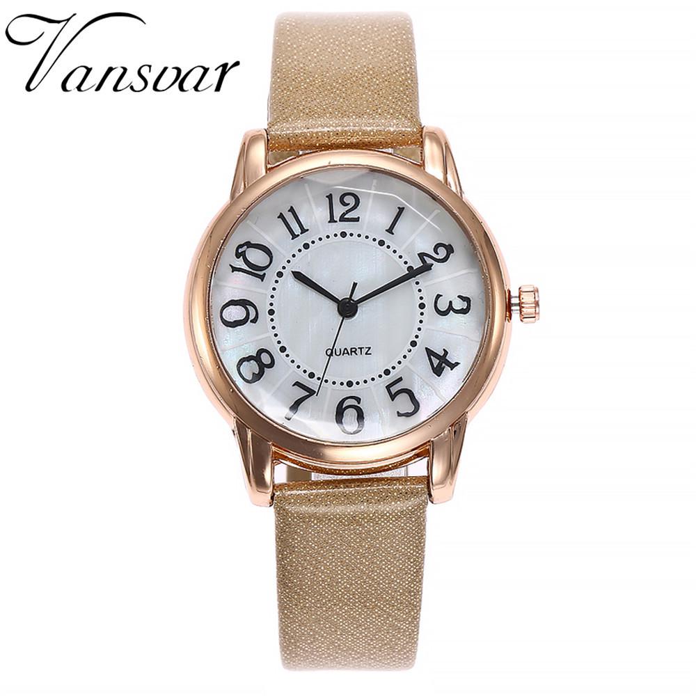 Kvinners Casual Quartz Leather Band Newv Strap Watch Analog armbåndsur