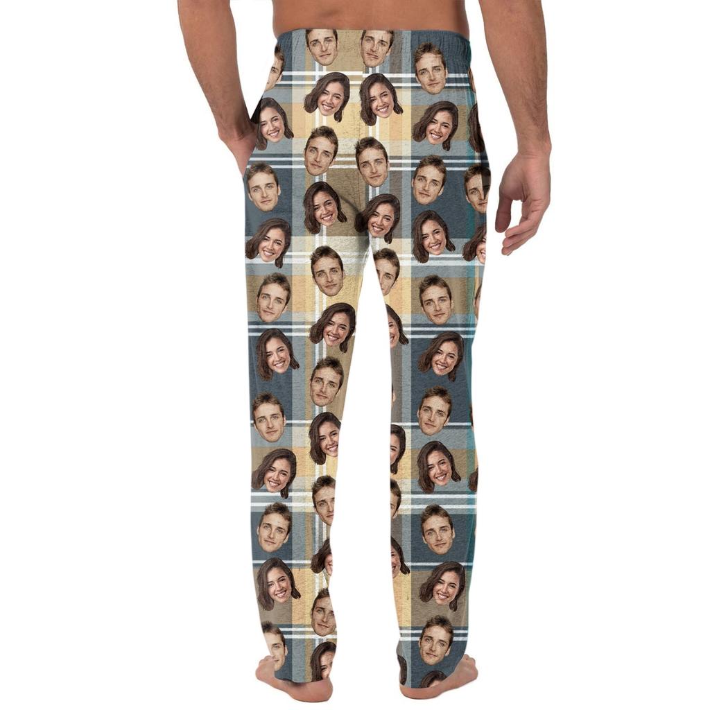Men's Custom Pajama Pants with Pockets, Casual Long Sleep Pants for Home