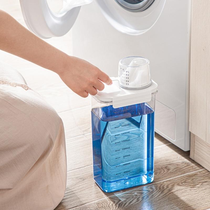 Convenient Laundry Detergent Storage Container with Measuring Cup Multifunctional Storage Container Practical Sealed Jar