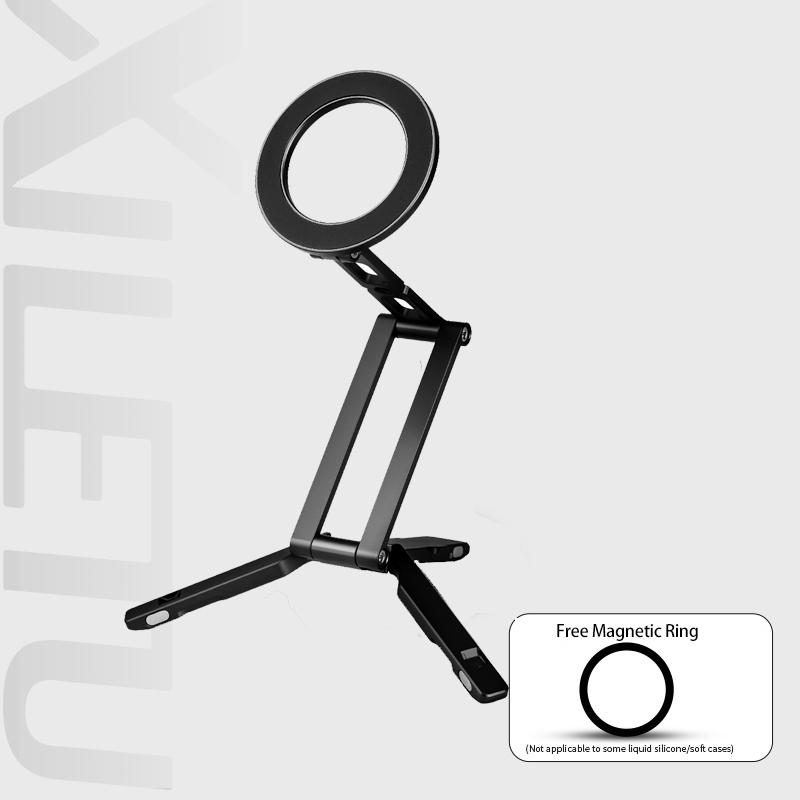 

Alloy Magnetic Phone Tripod Stand For Magsafe With Hook Foldable Desktop Stand For IPhone Desktop Selfie Video Phone Stand