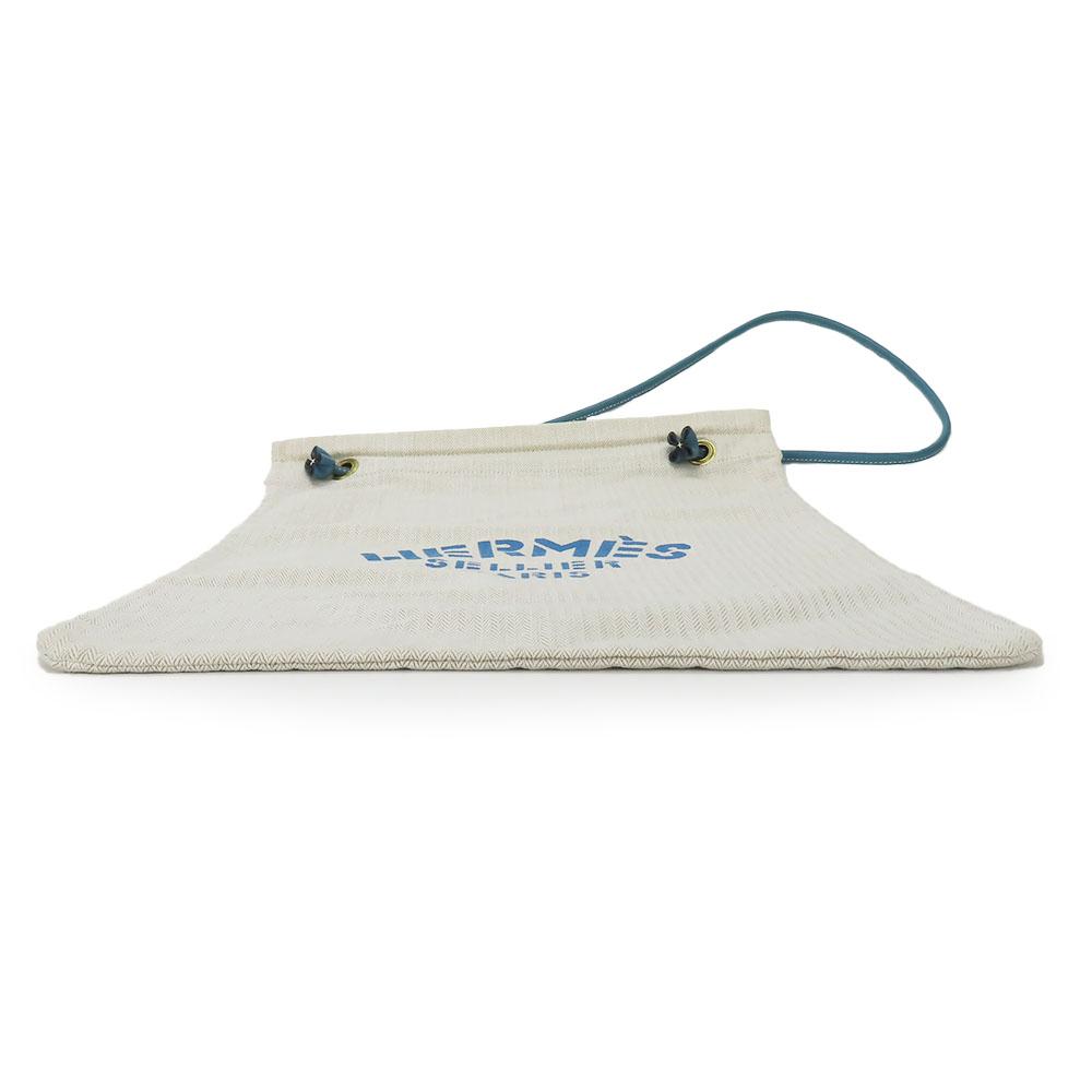 Used HERMES Shoulder Bag Alain GM Cotton/leather Beige Blue Shoulder