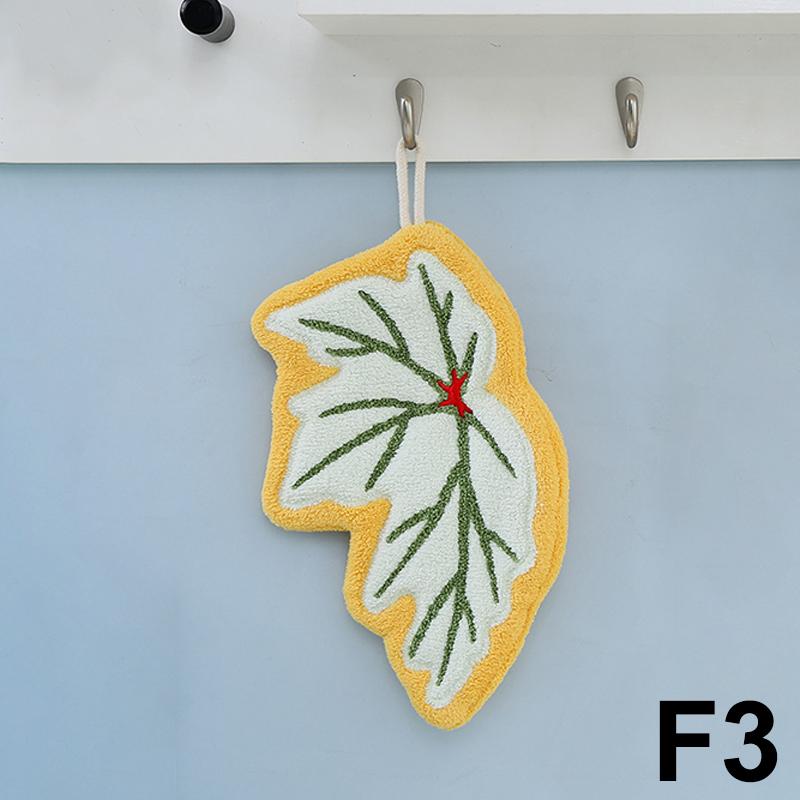 Leaf-Shaped Hanging Hand Towel Soft Coral Fleece Tea Towels Super Absorbent Bath & Kitchen Towel Decorative Towels Home Decor