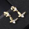 Aesthetic Korean Fashion Butterfly Earrings Women Gold Color Drop Ear Rings Zircon Jewelry Lobe Accessories Wholesale Gifts E425