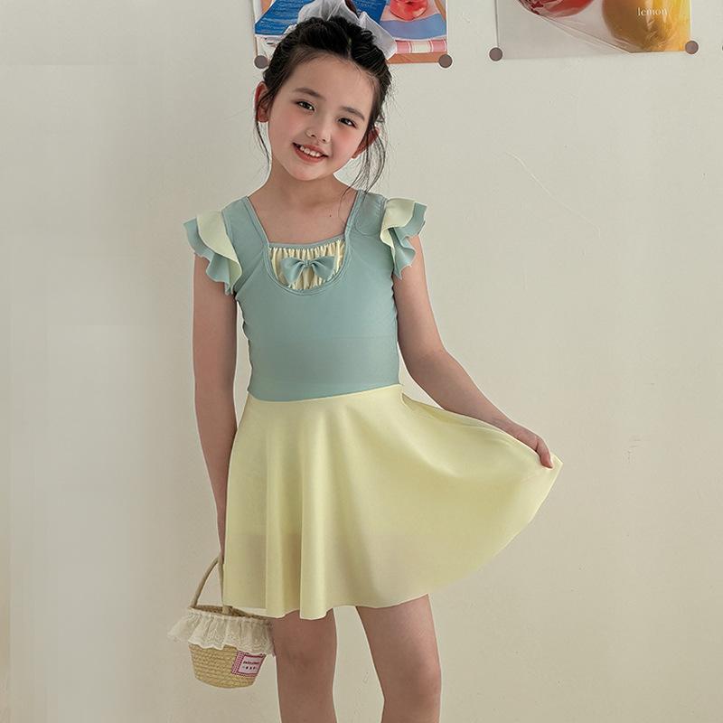 Girls' Swimwear: Fresh and Cute One-Piece Polyester Swimsuit for Young Girls
