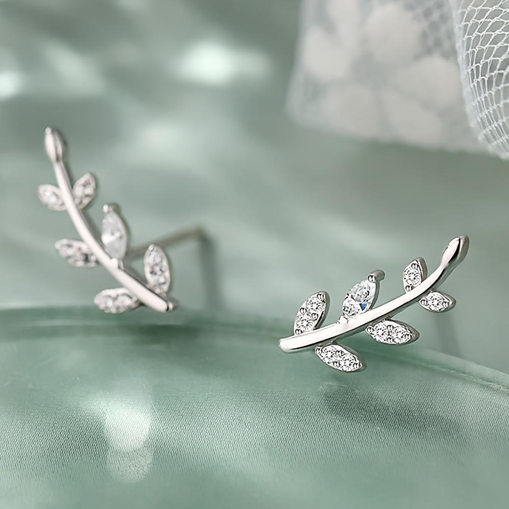 Fashionable and Luxurious Women's Leaf Branch Imitation Zircon Earring Earrings