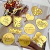 Acrylic Valentine'S Day Party Cake Topper Hearts And Circles Gold Wedding Cupcake Toppers Birthday Gift Dessert Decoration