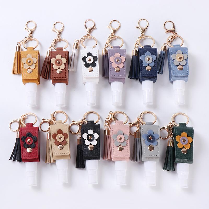30Ml Empty Alcohol Spray Bottle Spray Type Sub-Bottling Hand Sanitizer Bottle Keychain Holder Portable Toner Tassel Leather Case