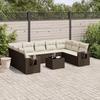 VidaXL Garden Lounge Set with Cushions 10 Pcs, Patio Sofas, Patio Furniture Set, Outdoor Furniture, Brown 3252950