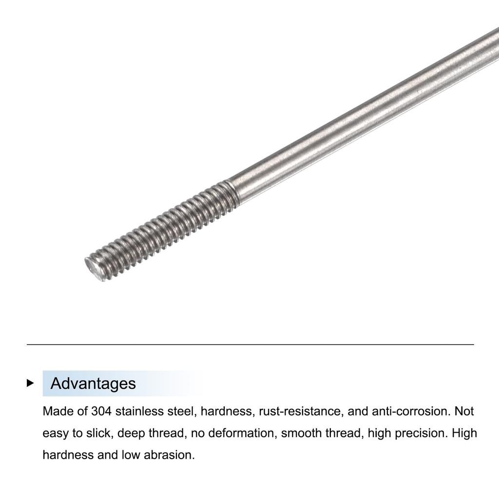 Uxcell Push Rod Connectors, Double-Ended Threaded Rods, 304 Stainless Steel, M2x300mm, for DIY RC Car, Boat, Vehicle, Airplane, Helicopter Models &