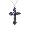 New Gothic Dark Retro Hollowed-out Cross Red Zircon Big Pendant Necklace for Women Men Halloween Party Jewelry Accessories Gifts
