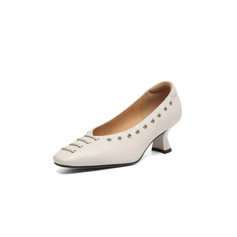 Fashion New Spring/autumn Genuine Leather Women Shoes Square Toe Shoes for Women Fashion Concise Shoes High Heels Handmade Women Pumps