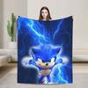 Shadow Game Flanellen Plaid Dekens Soniced Cartoon Dekens voor Huis Buiten Lichtgewicht Sprei
