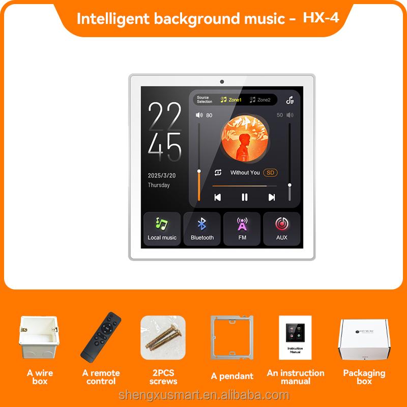 86 Type Smart Background Audio Controller 2 Zone Full Touch IPS Screen  with Power Off Memory for Home Resort Apartment белый