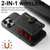 SUTENI H20 For iPhone 15 Pro Magnetic Case Cross Texture Phone Back Cover with Detachable Card Holder