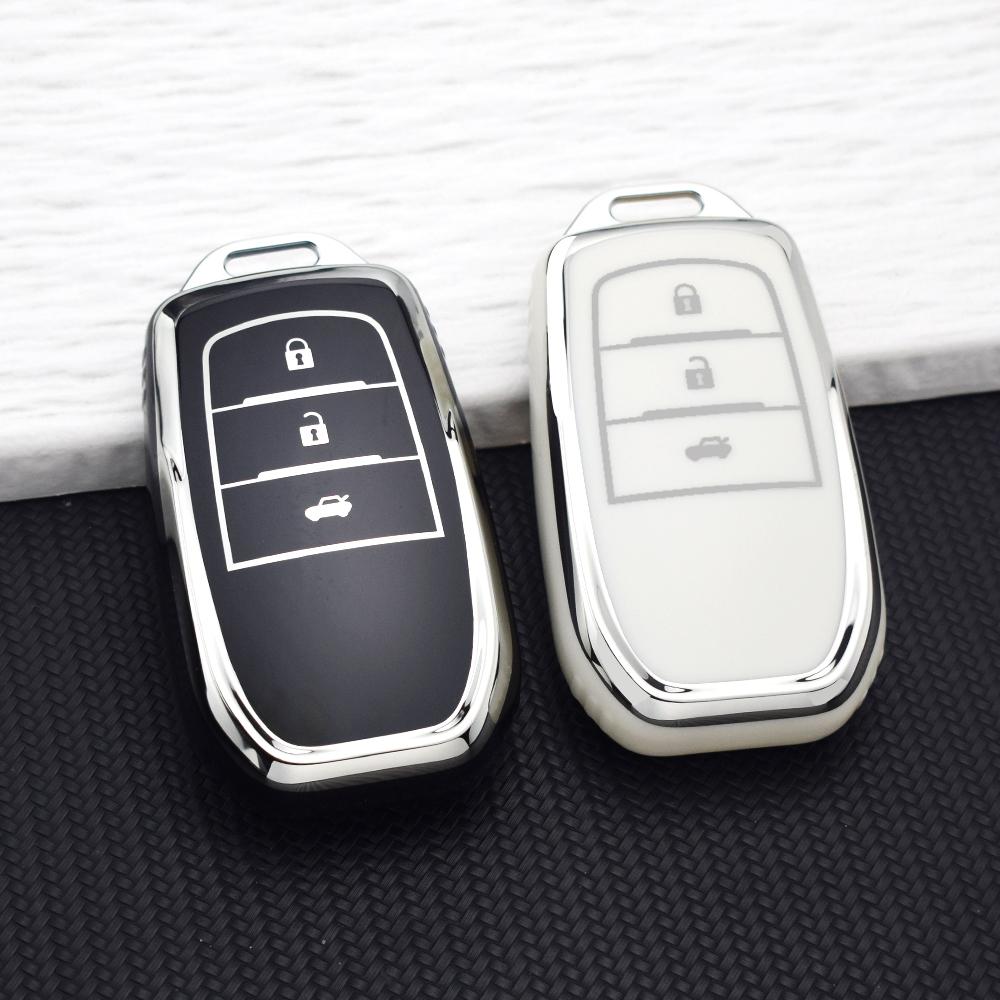 2/3 Buttons Tpu Car Key Fob Case Cover For Toyota Chr Hilux Fortuner Land Cruiser 200 Camry Corolla Crown Rav4 Highland Keychain