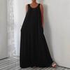 Plus Size Summer Solid Color Dress with Side Pockets (European and American Style)