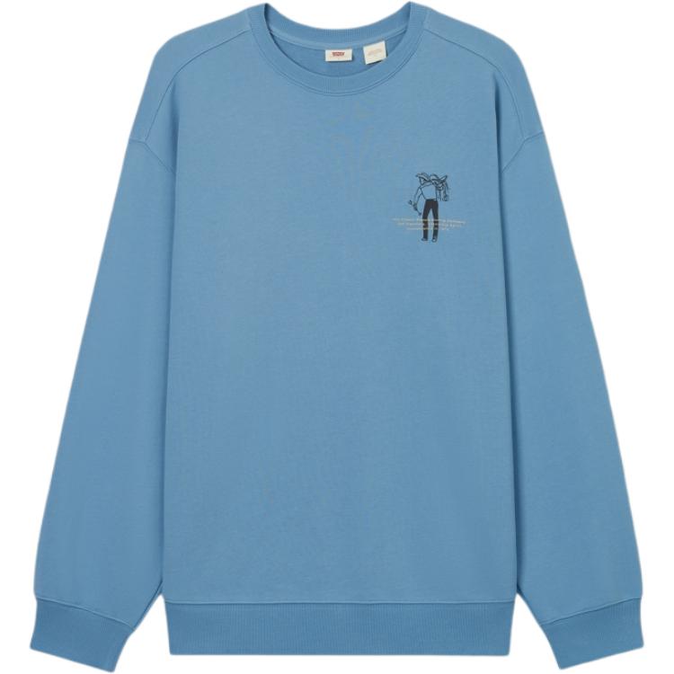 

Свитшот мужской Levis свободного кроя, повседневный, удобный, с надписью, рубчик, круглый вырез, длинный рукав, синий 002Y3-0000 M