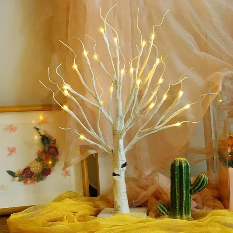 4PC 60CM Birch Tree Lights with Adjustable Branches, Battery Powered LED Tree Lamp for Christmas, Party, Bedroom & Outdoor Decor