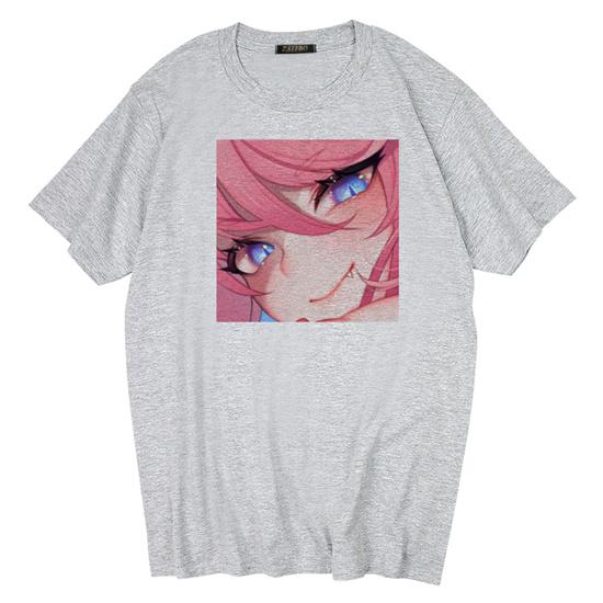 Dark Gothic Short Sleeve T-shirt Cute Cartoon Girl Streetwear Simple Casual Top Retro Loose E-Girl Summer Short Sleeve T-shirt