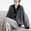 Chic Women's Korean Retro Striped Knit Cardigan - Lazy Style, Loose Fit, Versatile Outerwear for Autumn/Winter 2025.