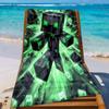 Pixel Block Pattern Microfiber Beach Towel 2D Flat Printed Sandproof Quick Dry Bath Towel For Gamer Gift Summer Pool Party Surf