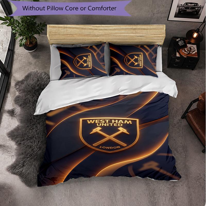 West Ham United Calcio Set Biancheria da Letto 3 Pezzi Morbido Set Copripiumino con Federe Set Decorazione Camera da Letto per la Casa