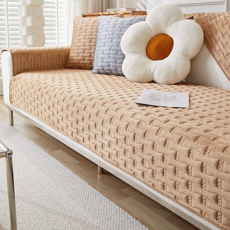 Winter Sofa Cover Thicken Short Plush Non-Slip Couch Cushion for Living Room Universal Sofa Cover Back Towel Sectional Sofa Mat