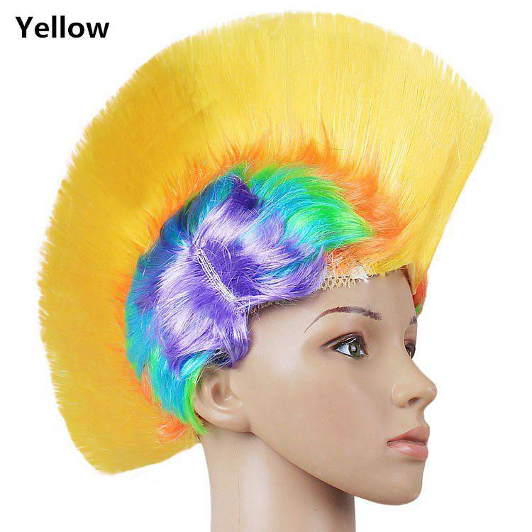 

Wig Mohawk Colorful Cockscomb Headpiece Crest Headwear Party Prop Accessory жовтий