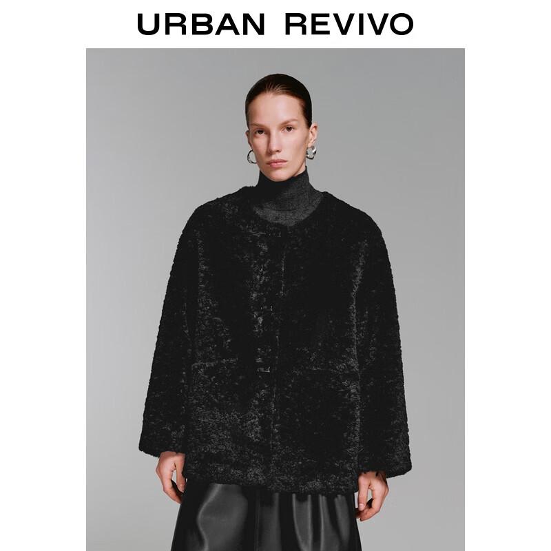 

UR 2025 Women s Plush Toggle Button Round Neck Coat M
