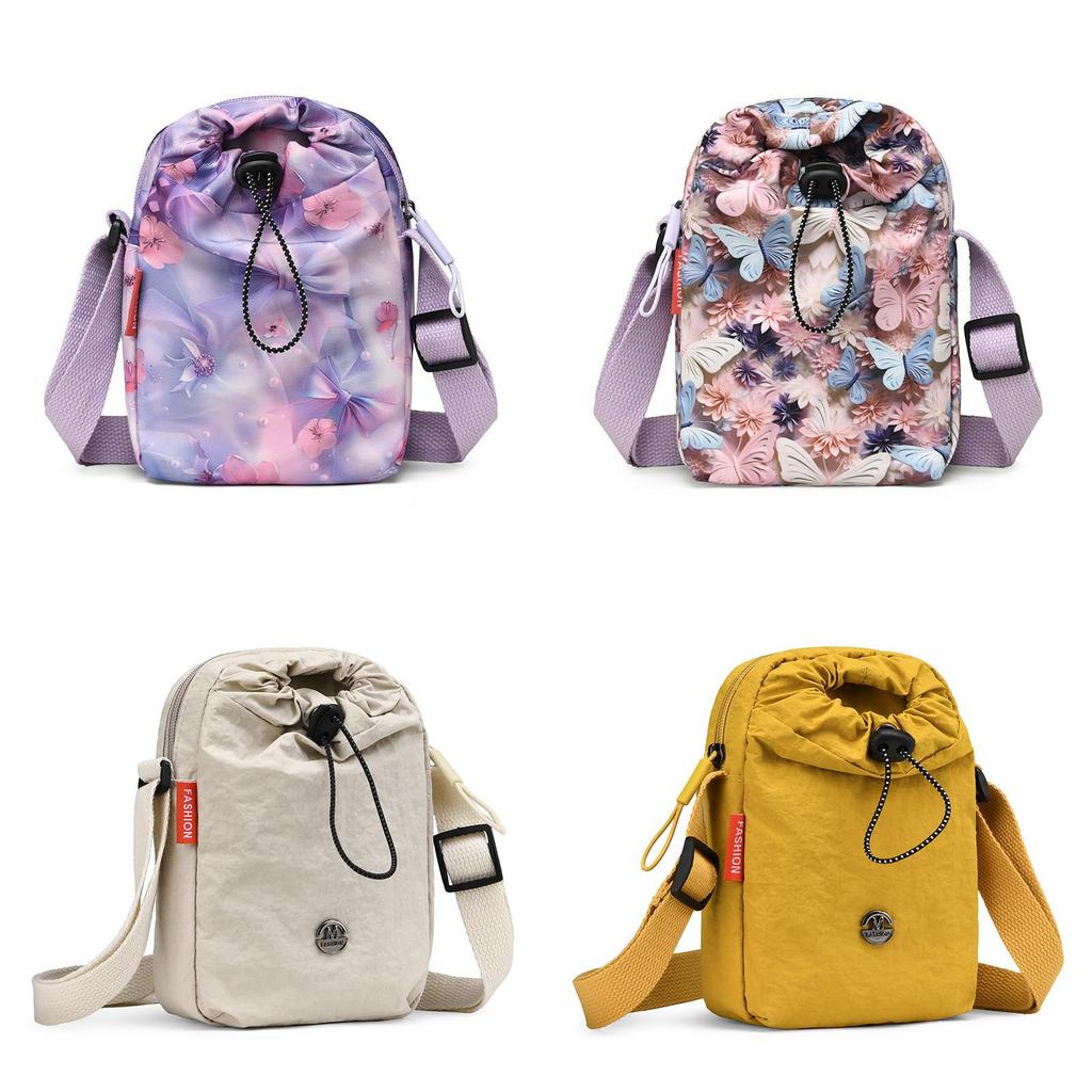 Oxford Fabric Mini Crossbody Bag For Casual Travel With Phone Pocket And Drawstring Closure