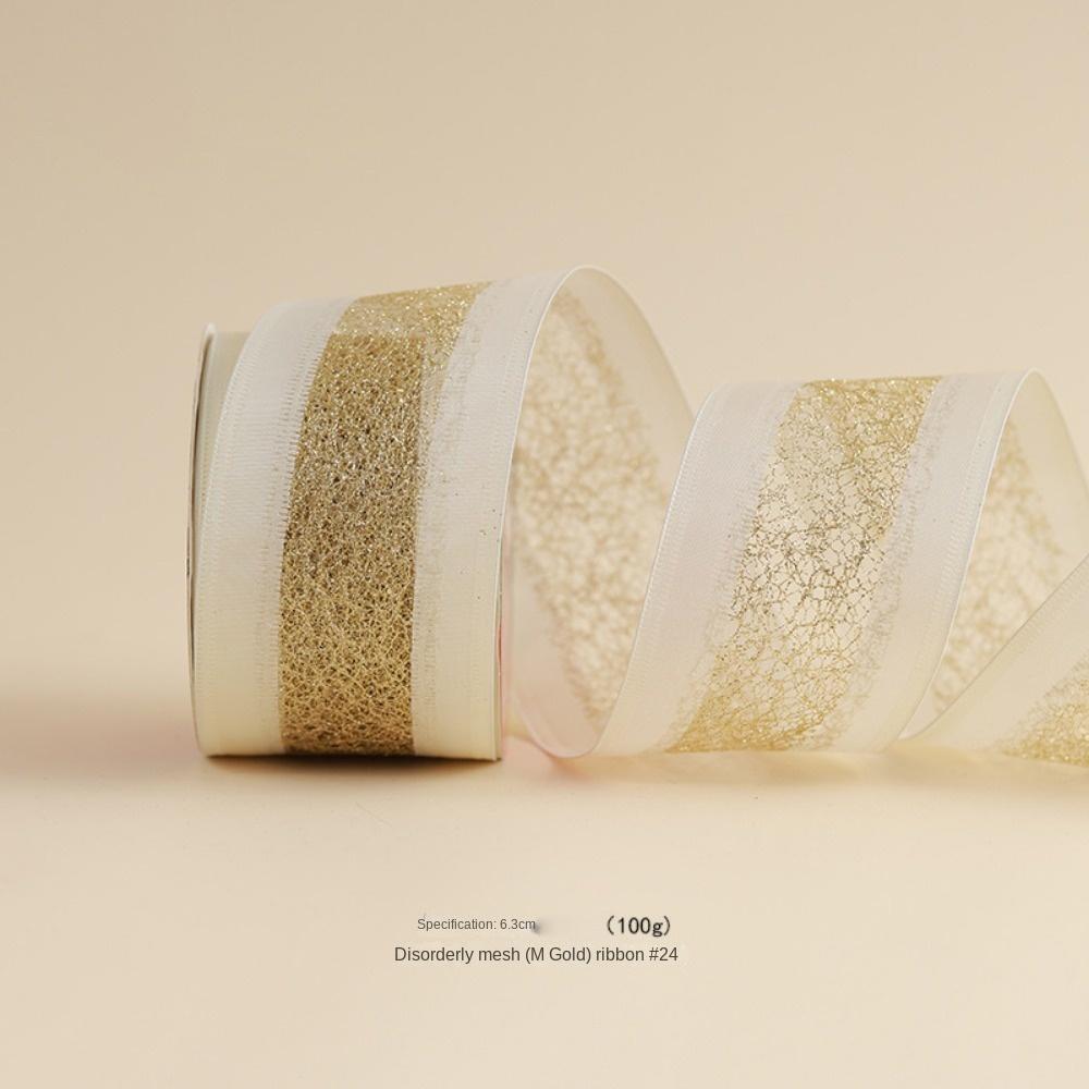 Gold Christmas Ribbons Imitation Hemp Material Bows Craft Decoration  Christmas Decorations