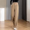 High-Waist Women's Wide-Leg Straight Pants - Spring/Autumn, Slimming, Extra Long Drape