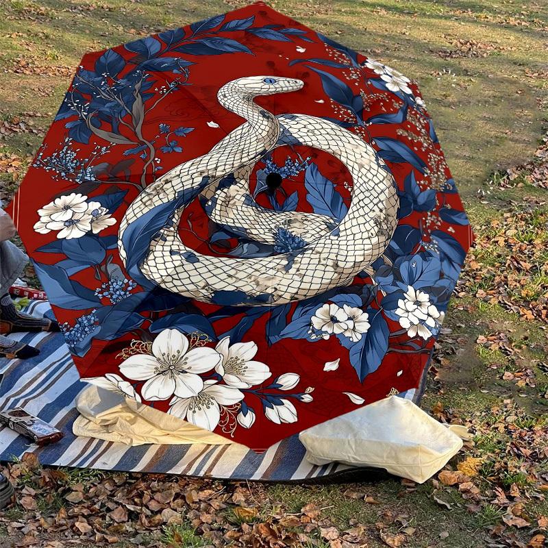 1PC Snake Flowers Umbrella-8-Rib Reinforced Portable Folding Travel Suitable for All Seasons Outdoor Daily Use Is an Ideal Choice -K0416