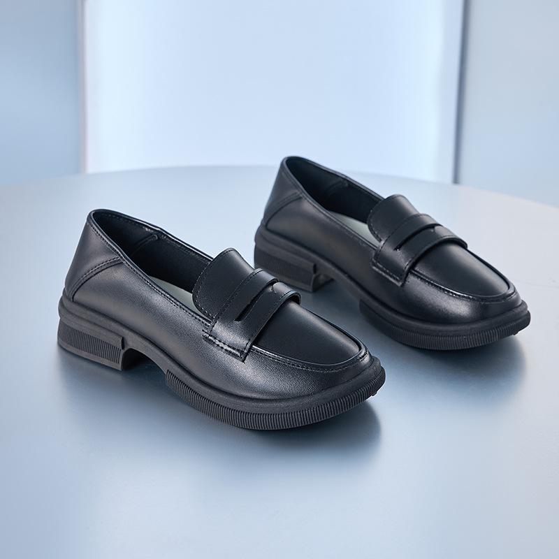 2025 Comfortable Women's Chunky Heel Loafers: Thick-Soled, Soft Leather Slip-On Work & Casual Shoes