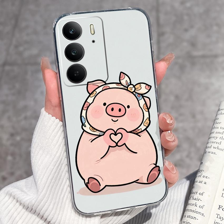 For Oppo Realme C75 C75x C71 C67 C63 C55 C35 C33 C21Y C20 C15 Clear Phone Covers Adorable Cat Patterns Screen Protector Dustproof Case For Oppo Casing
