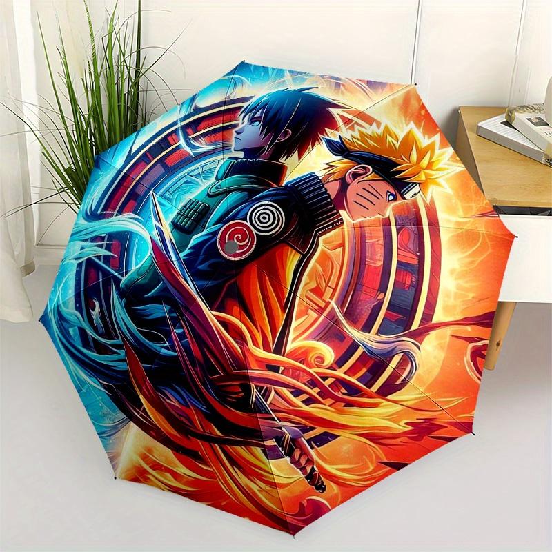 

vs Sasuke Anime Umbrella - Vibrant Cartoon Battle Design, Compact & Stylish with Plastic Handle, Automatic Open, 8-Rib Steel F (as the picture,Iron&8K)